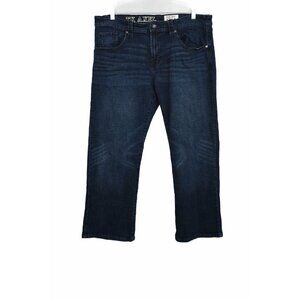 TK Axel Womens Blue Denim Slim Boot Jeans Cotton Solid Button & Zip Size 38x30